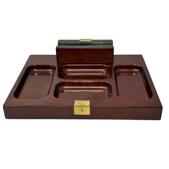 Vintage Bombay Wood Valet Dresser Desk Men's Organizer Mahogany Tray MCM - Picture 1 of 14